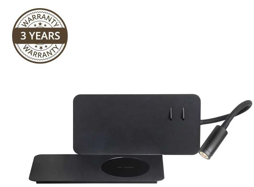 Sieninis šviestuvas Carruzzo WALL LAMP FIJI 19132-BK 5+3W LED CHARGER