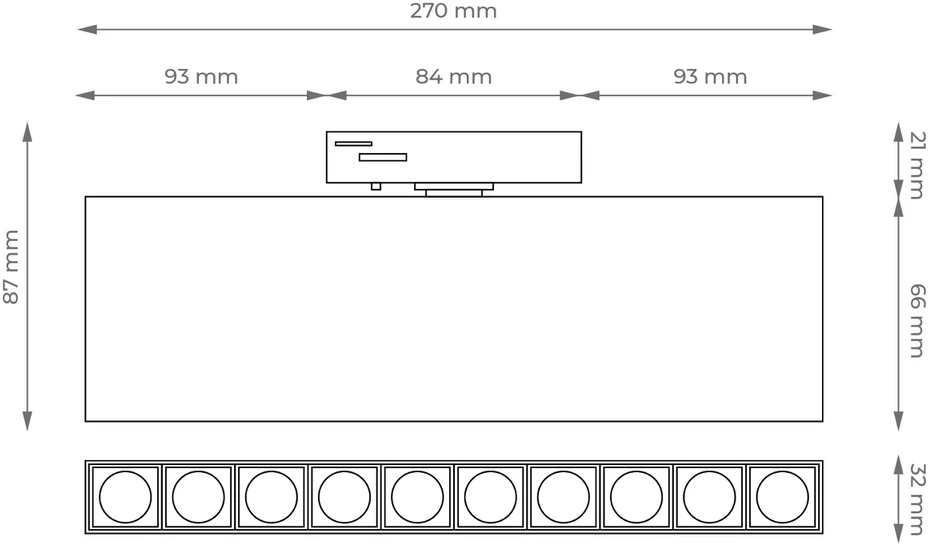 Šviestuvas bėginei sistemai DPM X-Line STF2-10W-W, LED, 4000 °K, 1 x 10 W