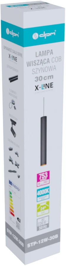 Šviestuvas bėginei sistemai DPM X-Line STP-12W-30B, 12 W,LED