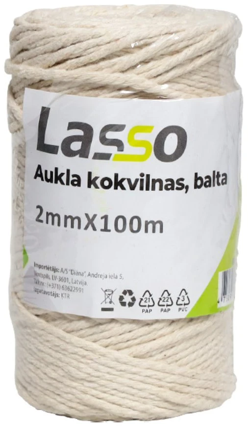 Lasso Aukla Medvilninė Balta 100m