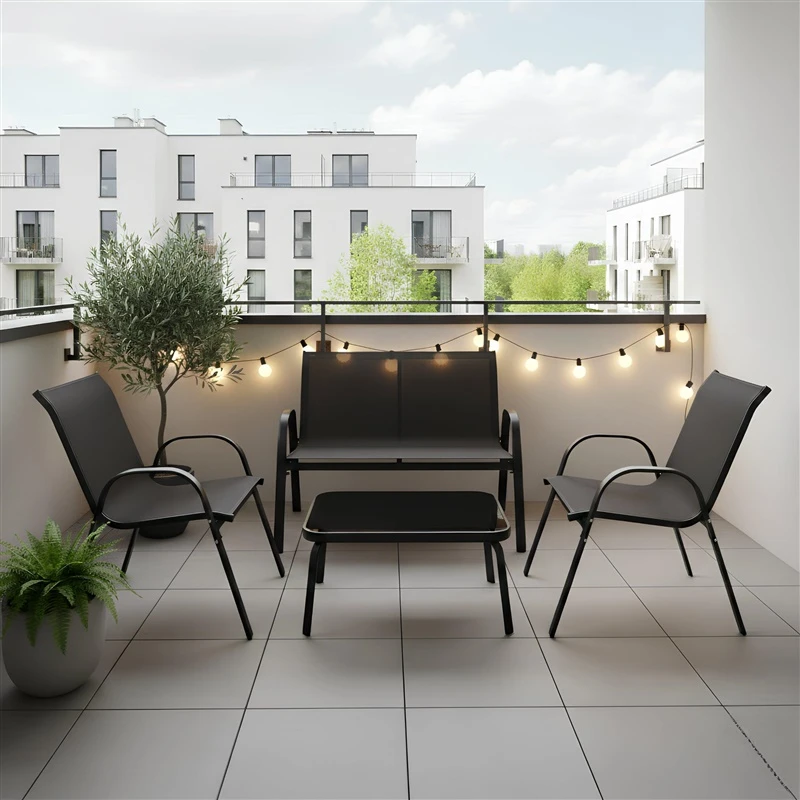 Lauko baldų komplektas Gardena Outdoor furniture set Rivet KD. juodas