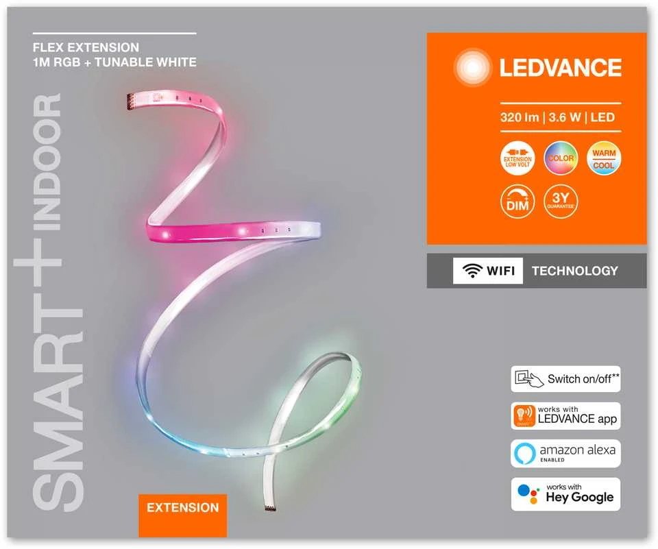 Ledvance 3.6W lanksčios RGBTW LED juostos 1m prailginimas, 2700…6500K, išmanus+WiFi valdymas