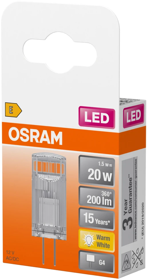 Candellux OSRAM LED kapsulinė lemputė PIN 20, G4, 1,8W, 2700 K, 200 lm, šiltai baltos sp.