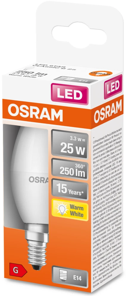Osram 3,3W LED lemputė LED STAR CLASSIC B 25 FR, E14, 2700K
