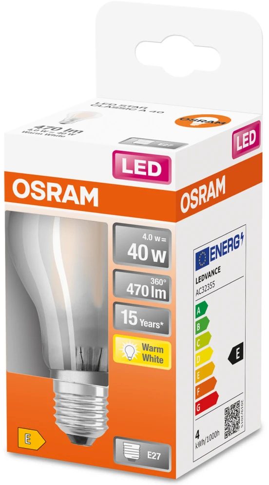Osram LED lemputė 4W 827 FR E27