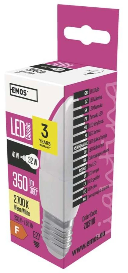 LED lemputė 4W E27 žvakės formos Emos