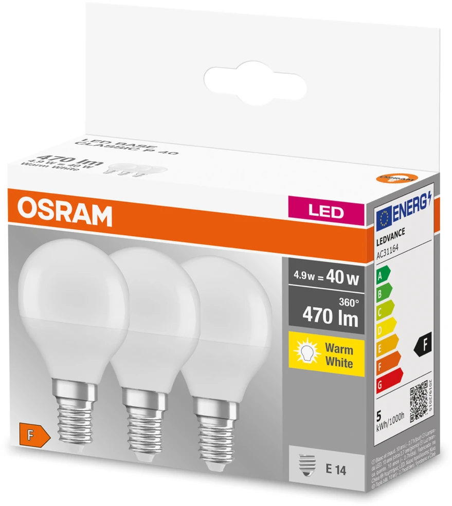 Led lemputė Osram CLP40 5.7W E14 Šiltai balta 3 vnt.