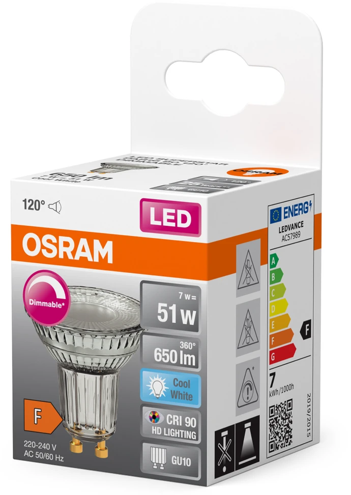 LED lemputė OSRAM, GU10, PAR 16 80, 6,1 W, 4000K, 575 lm, 36°, non-dim