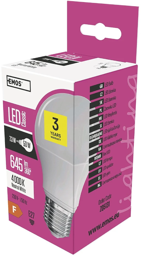 LED lemputė Emos A60 8W E27
