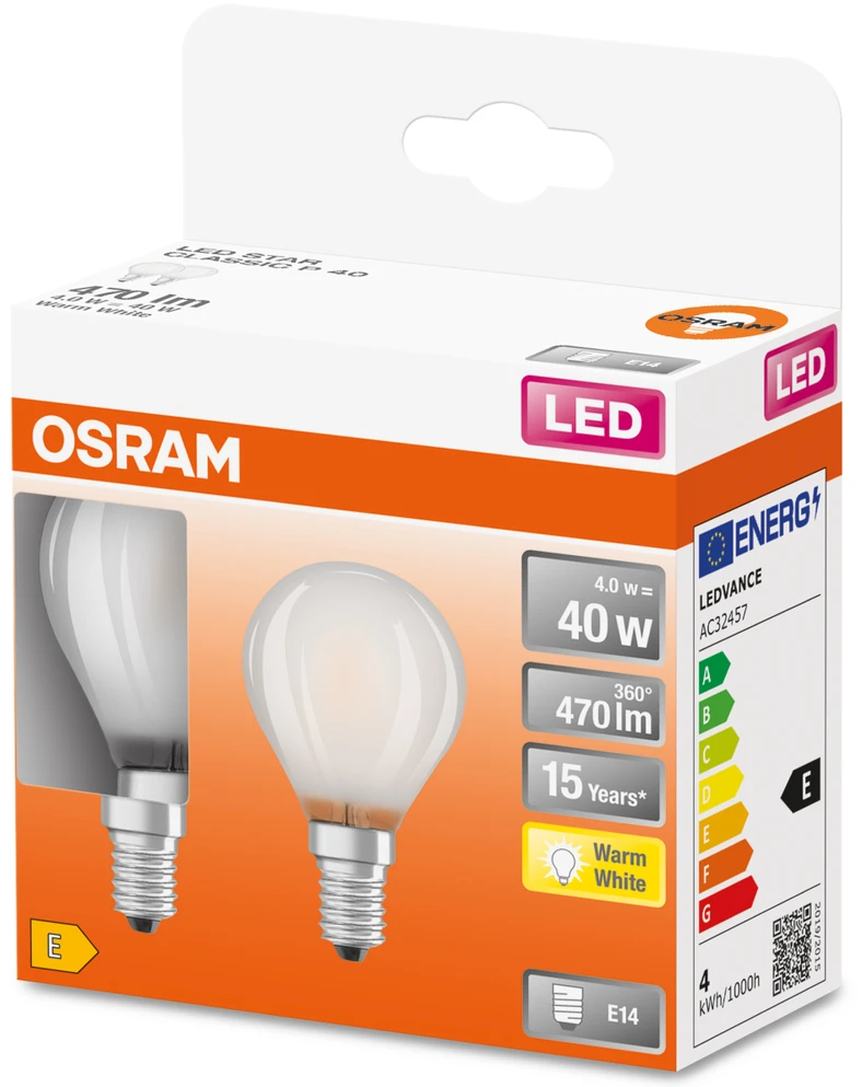 LED lemputė Osram P40 4W E14 Matuota