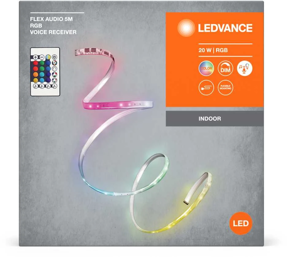 Ledvance JUOS RINK LED 20W RGB 5M RC MUZIKINIS VALDYMAS