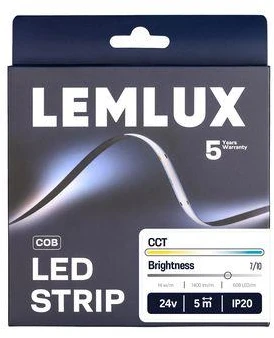 LED juostelė LEMLUX COB 5M. 14W. 1400lm. CCT. IP20