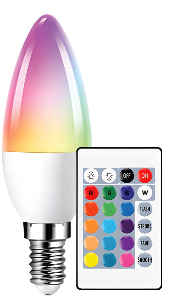 Besk 6W C37 E14 3000k RGB with remote control