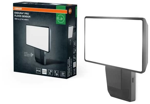 Ledvance Prožektorius su judesio davikliu, tvirtinamas prie sienos Osram, 27 W, 3800 lm, 4000 °K, IP55, pilka sp.