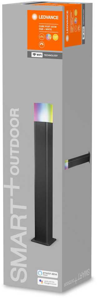 Ledvance Smart 9,5W LED pastatomas šviestuvas SMART+ WIFI CUBE, tamsiai pilkas, 3000K, reguliuojamos RGB spalvos, 50cm