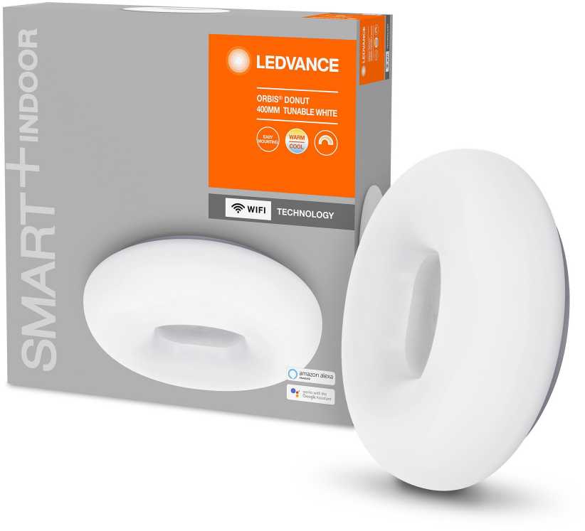 Lubinis šviestuvas Ledvance Smart 26W paviršinis šviestuvas SMART + WIFI ORBIS Donut, baltas, 3000…6500K