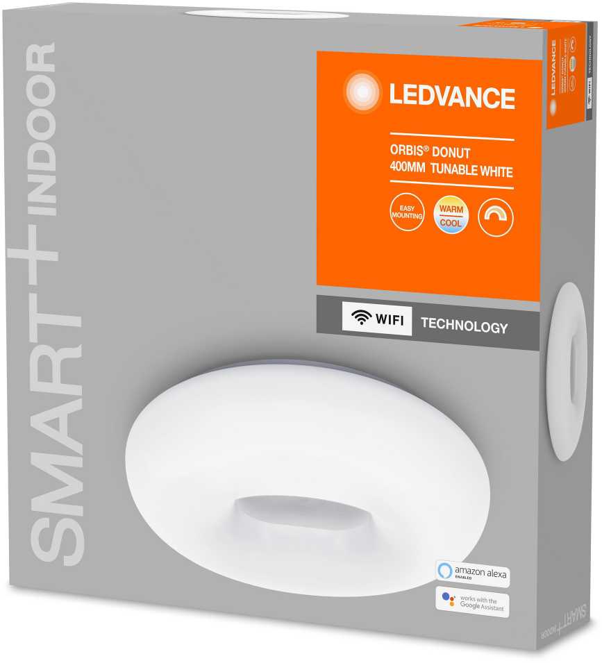 Lubinis šviestuvas Ledvance Smart 26W paviršinis šviestuvas SMART + WIFI ORBIS Donut, baltas, 3000…6500K