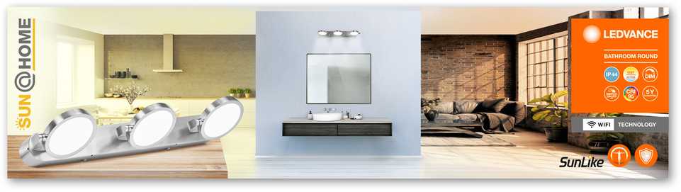 Sieninis šviestuvas Ledvance Smart 20W LED vonios šviestuvas SUNATHOME, sidabro sp., 2200-5000K, dimeriuojamas