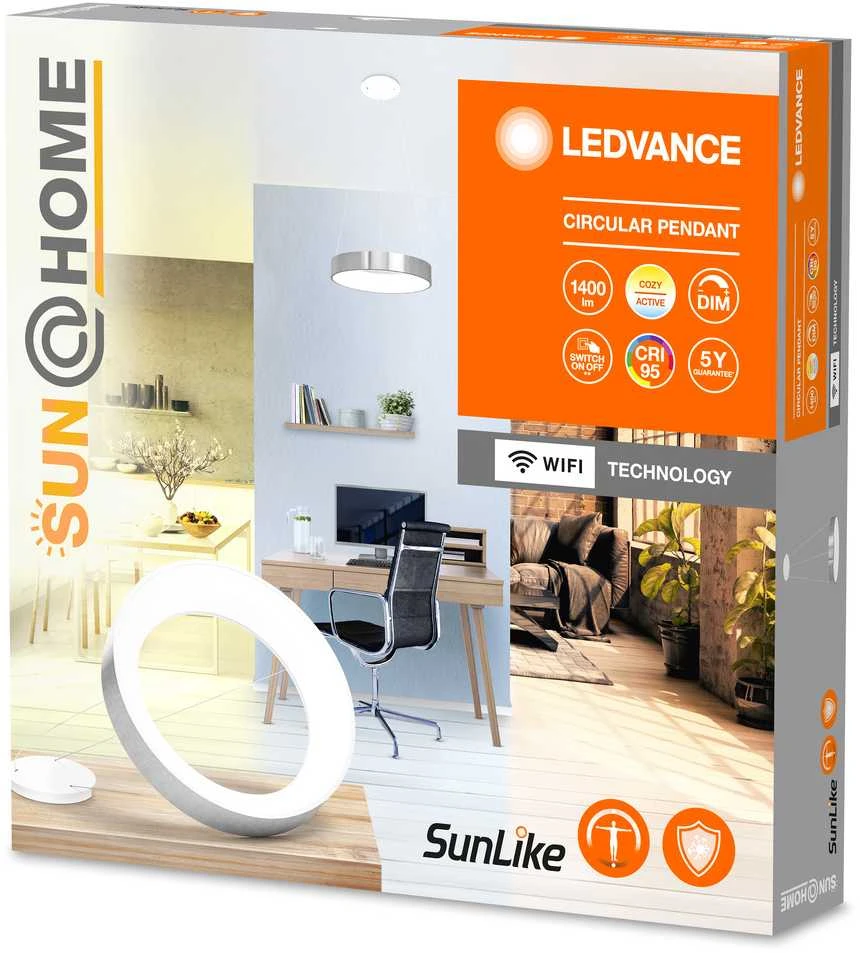 Ledvance Smart 18,5W LED pakabinamas šviestuvas SUNATHOME, sidabro sp., 2200-5000K, dimeriuojamas