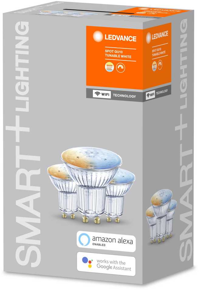 Osram Ledvance SMART+ WiFi Spot Tunable Baltas 40 5W 45° 2700-6500K GU10, 3vnt pakuotė | GU10 | 5 W | Derinamas Baltas 2700-6500K | Bevielis internetas