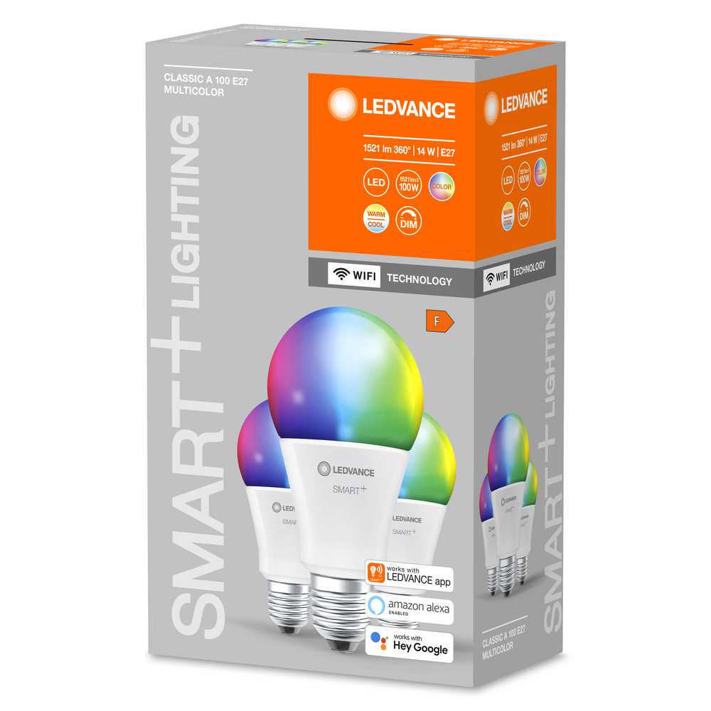 Ledvance SMART+ WiFi Classic RGBW Daugiaspalvis 100 14W 2700-6500K E27, 3vnt pakuotė | E27 | 14 W | RGBW | Bevielis internetas
