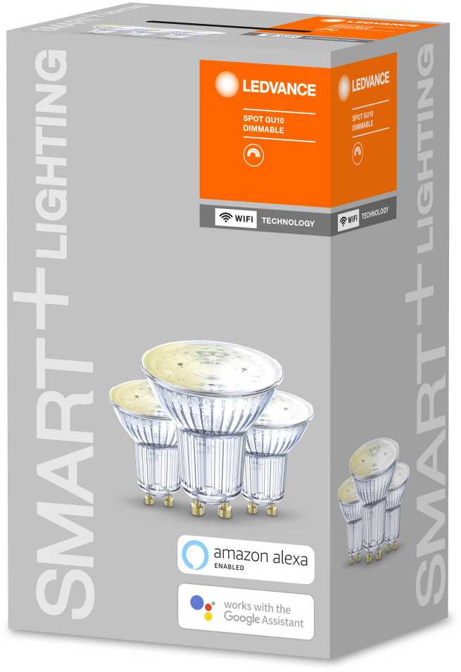 Ledvance SMART+ WiFi Spot Warm Baltas 40 5W 45° 2700K GU10, 3vnt pakuotė | GU10 | 5 W | Šiltas Baltas 2700K | Bevielis internetas
