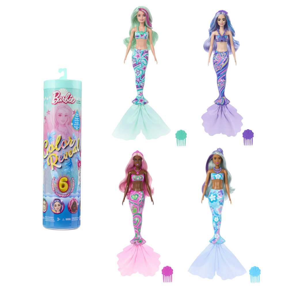 Mattel BARBIE COLOR REVEAL undinės siurprizų rinkinys, giliųjų vandenų serija (HRK12)