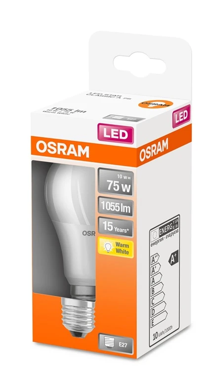 Lemputė Osram LED, A60, 2700 °K, E27, 10 W, 1055 lm