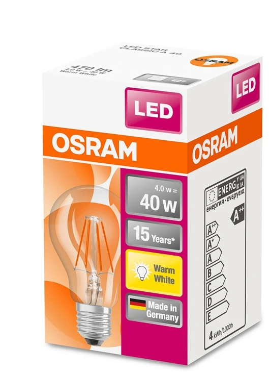 LED lemputė OSRAM, A60, E27, 4 W, 470 lm, 2700 K