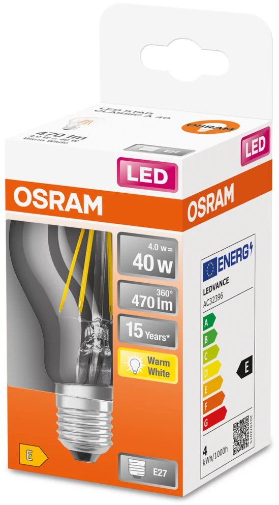 LED lemputė OSRAM, A60, E27, 4 W, 470 lm, 2700 K