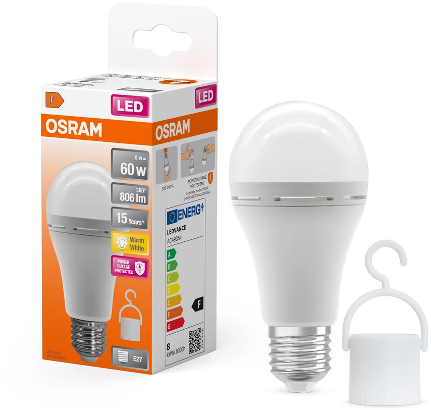 Lemputė Osram LED, A60, 2700 °K, E27, 8 W, 806 lm