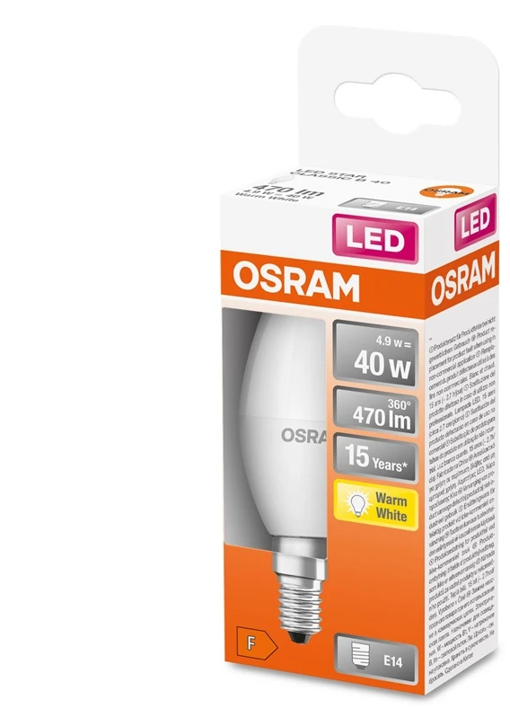 Osram Parathom Classic B LED | E14 | 4,9 W | Šiltas Baltas