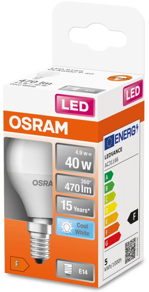 Candellux 4,9W LED lemputė LED STAR CLASSIC P 40 FR, E14, 4000K