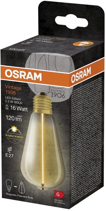 Lemputė Osram LED, ST64, 2700 °K, E27, 2.2 W, 120 lm