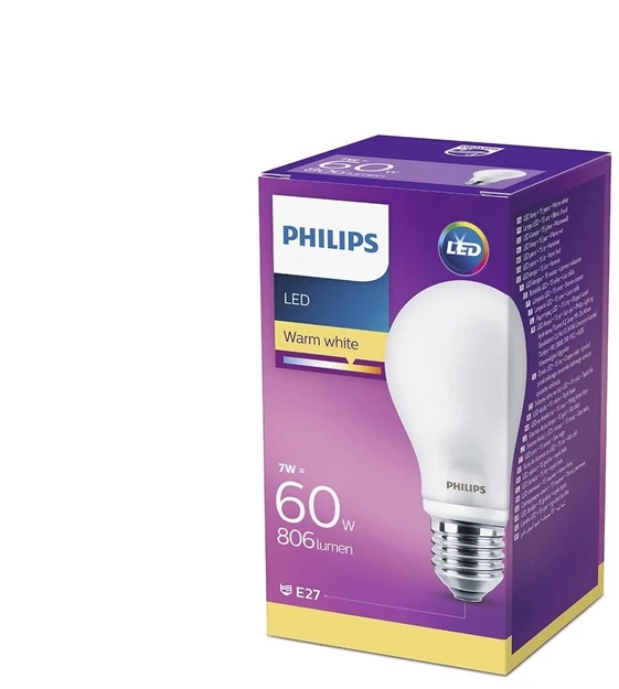 Lemputė Philips LED, A60, 2700 °K, E27, 7 W, 806 lm
