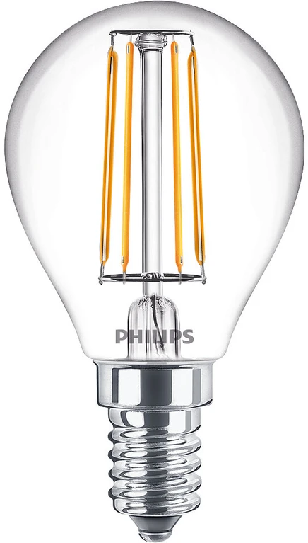LED lempa Philips Fil P45, 4.3W, E14, 2700K, 470lm, skaidri