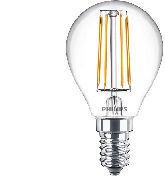 LED lempa Philips Fil P45, 4.3W, E14, 2700K, 470lm, skaidri