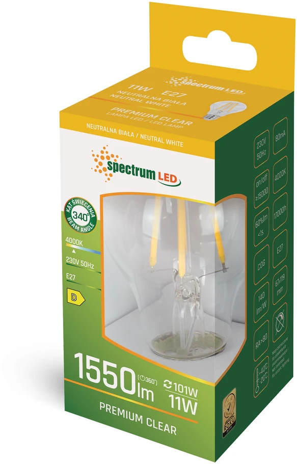 Spectrum LEMPUTĖ LED E27 A60 11W 4000K 1550LM FL