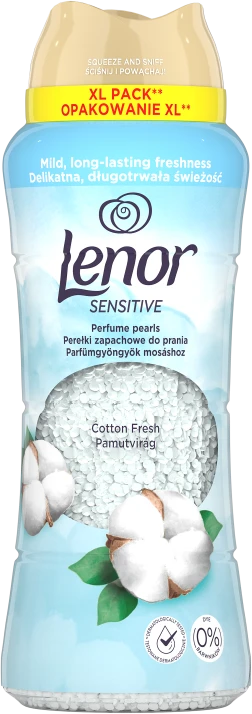 LENOR Kvapų Granulės Sensitive Cotton Fresh 495 g (41 Skalbimai)
