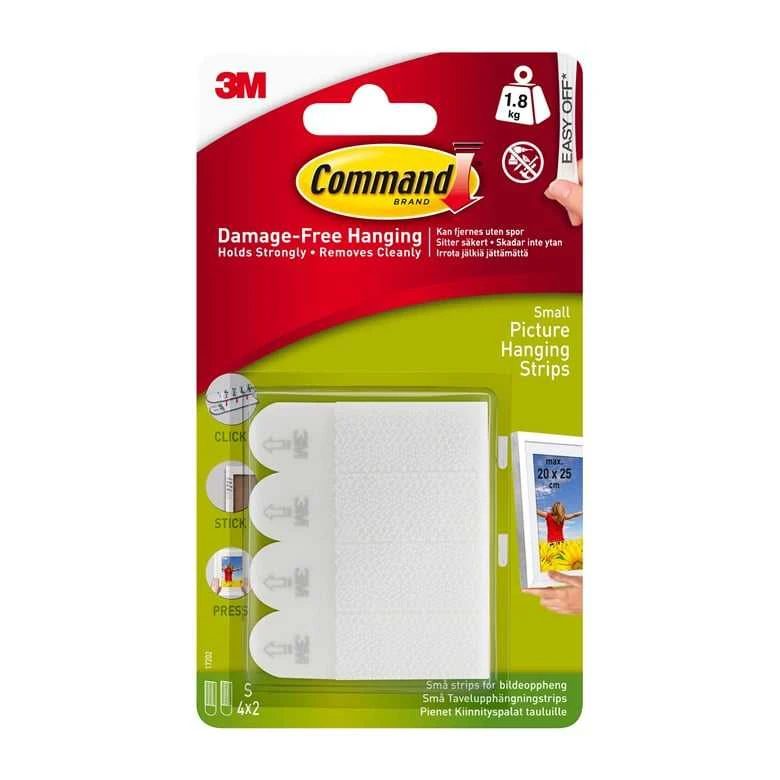 3M Juostelės remeliams kabinti COMMAND, S dydis, 4 poros