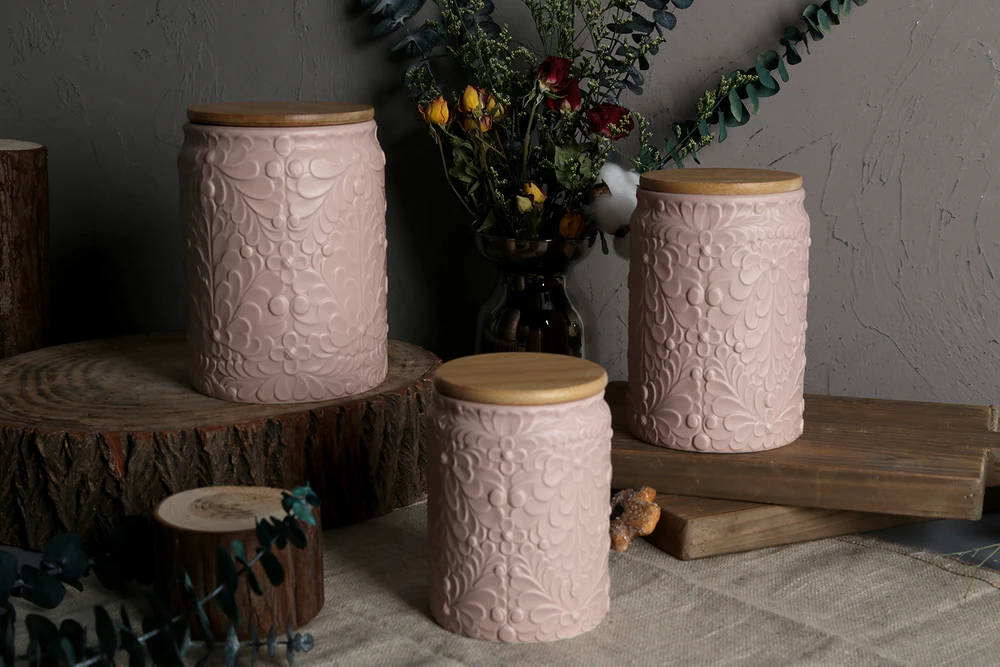 Domoletti CANISTER BAMB LID Rožinis 9.2X15.6CM 730ML
