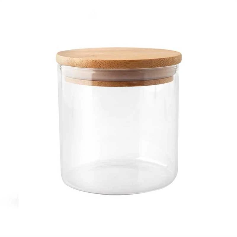 Domoletti JAR STORAGE ROUND GLAS W BAMBO LID 1.3L