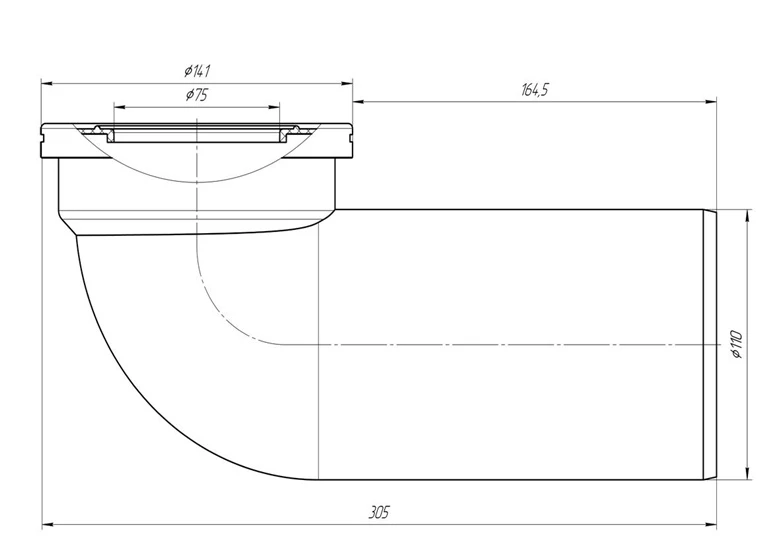 Līkums Ani Plast, balta krās., 305 mm x 75 mm