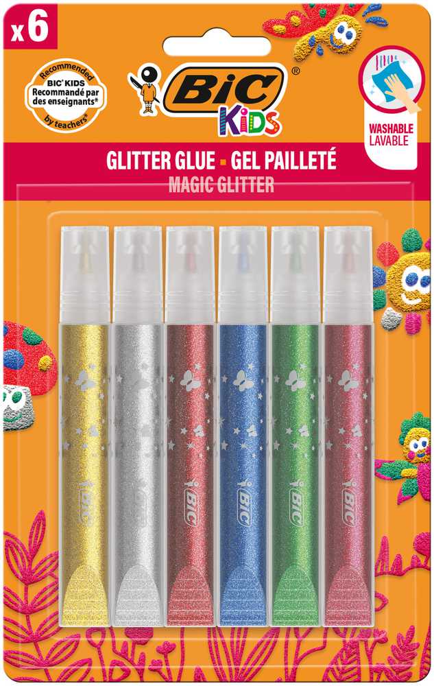 Skystieji klijai Bic Kids metalic, blizgūs, 63 g, 6 vnt