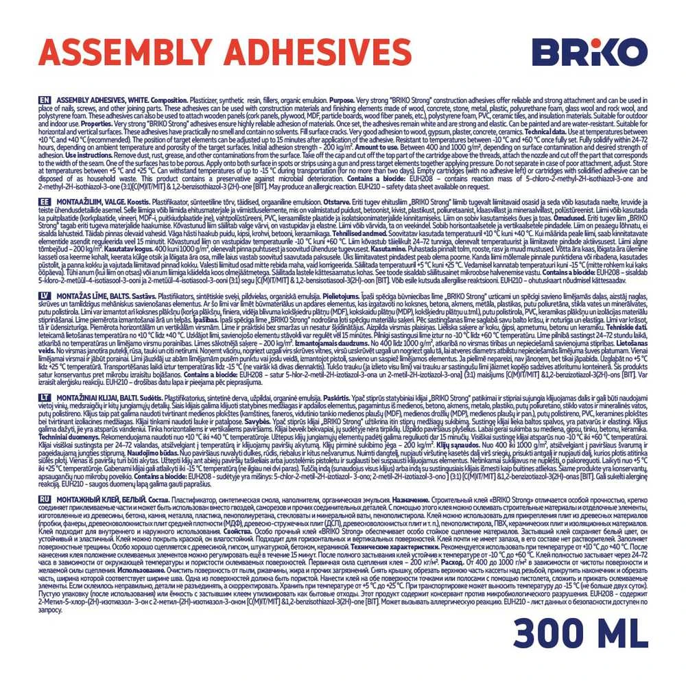 Klijų rinkinys Briko Universal Strong, 0,3 l, balta spalva.