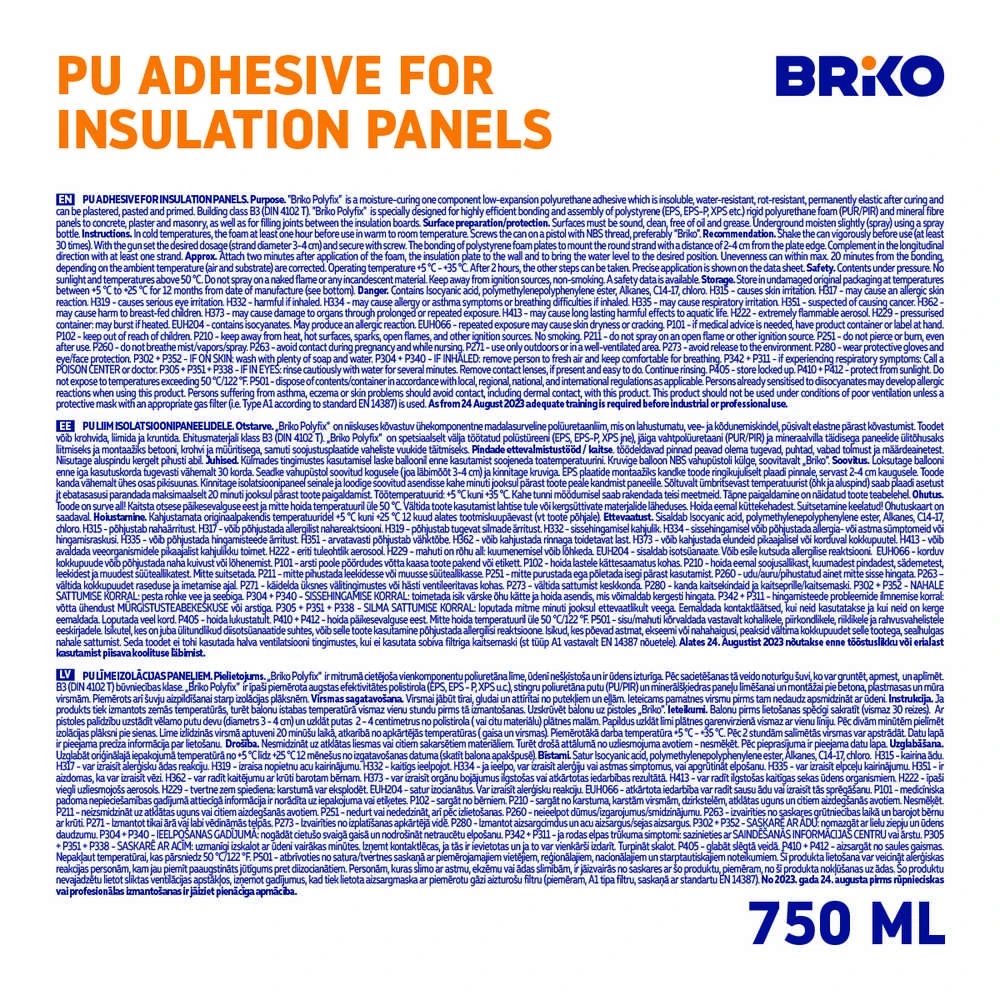Briko POLYSTYRENE PANELS GLUE POLYFIX