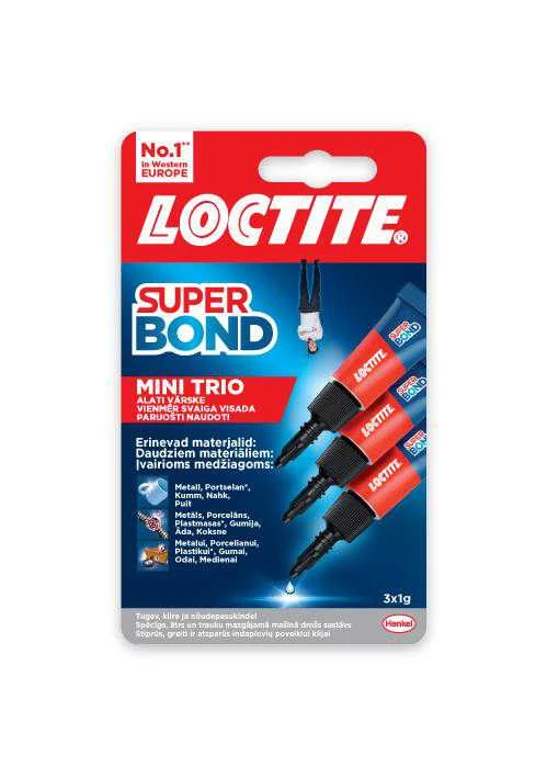 Universalūs klijai LOCTITE SUPER Bond Mini Trio, 3 g