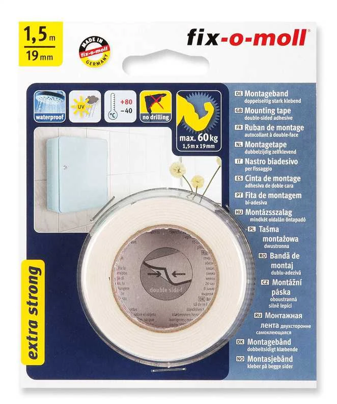 Dvipusė lipnioji juosta Fix-O-Moll, 1,5 m x 19 mm