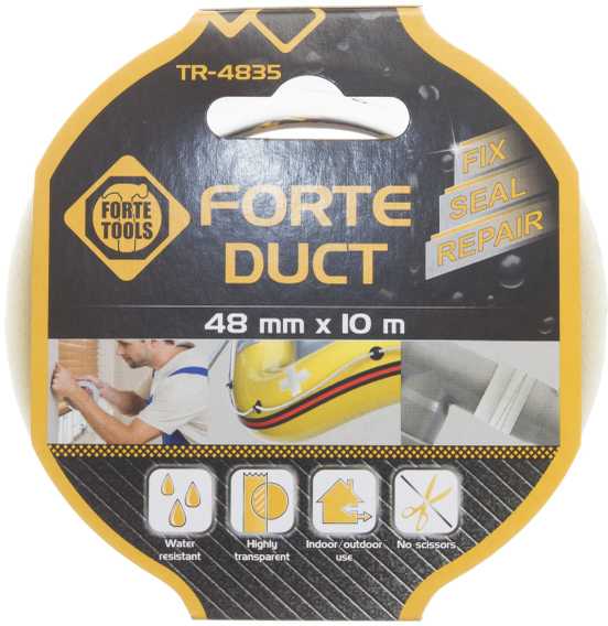 Forte_Tools Lipnioji audinio juostelė FORTE TOOLS, 10 m × 48 mm, skaidri