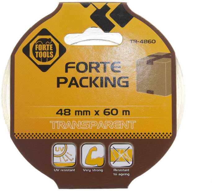Forte_Tools Lipnioji juostelė FORTE TOOLS, 60 m × 48 mm, skaidri